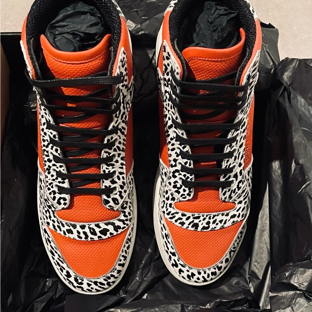 Saint Laurent - Hightop Sneakers - Size 7 US Mens - Leopard Print - Size 40 IT - Picture 6 of 10